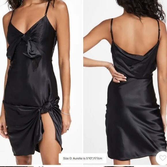 Alexander Wang Women's Dress Cami Slip with Integrated Knots in Black size 8 New